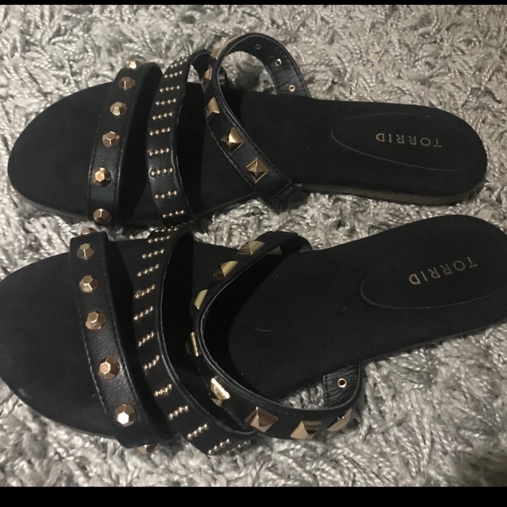 Torrid Black Studded Strappy Sandals